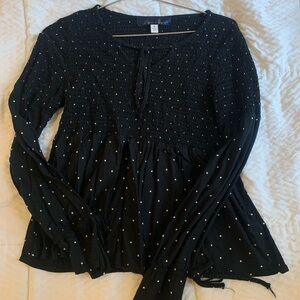 vintage Black Polka Dot Women's Top